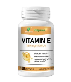 Vitamin E Capsule (100 softgels, 180mg) | Dietary Supplement for Skin, Immunity, Eye, Heart, and Antioxidant Protection