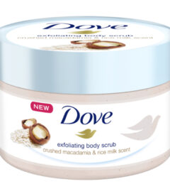 Dove exfoliating body scrub with crushed macadamia & rice milk scent